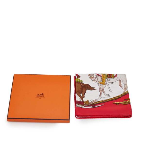 HERMES Authentic Red Silk Scarf - Picture 6 of 6